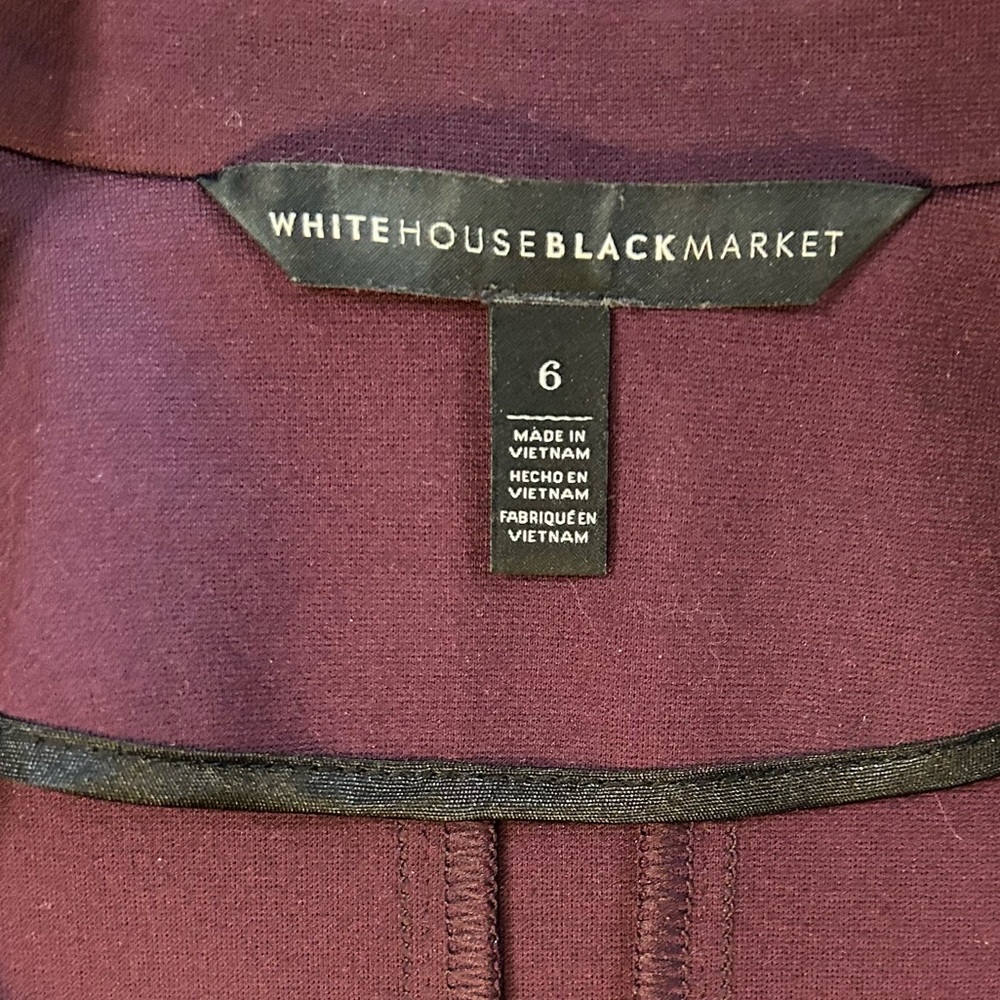 White House Black Market size 6 ponte knit burgundy jacket - Picture 7 of 7